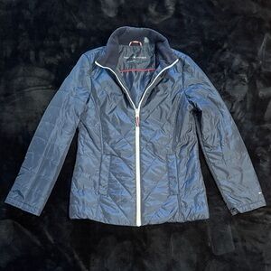 Tommy Hilfiger Navy Lightweight Quilted Puffer Jacket with White Zip